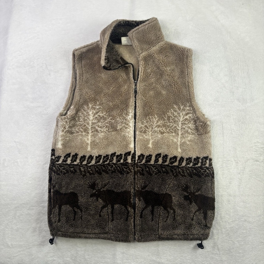Black Mountain Full Zip Sleeveless Vest Sherpa Woodland Moose Jacket Men's M